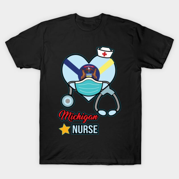 Michigan Nurse  - Love RN LPN CNA State Nursing Gift T-Shirt by ScottsRed